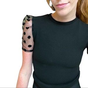 Zara - Sheer Puff Sleeve Detail Top